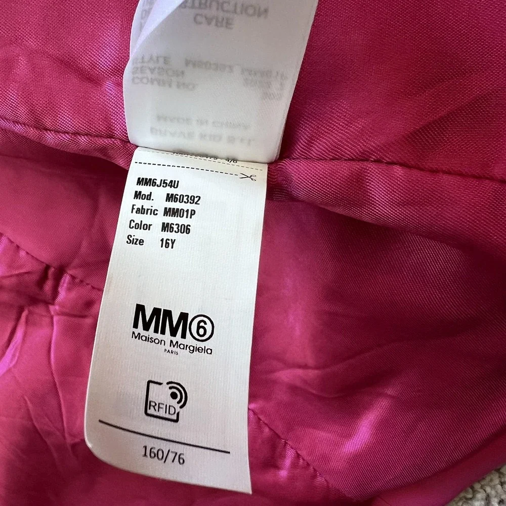 MM6 Maison Margiela Blazer Jacket Girls 16Y Hot Pink Faux Leather